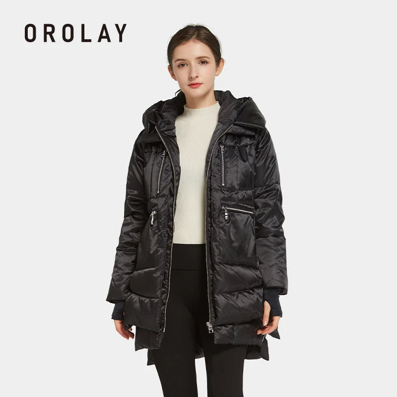 Women's Orolay Thickened Hooded Down Jacket Loose Thermal Parka