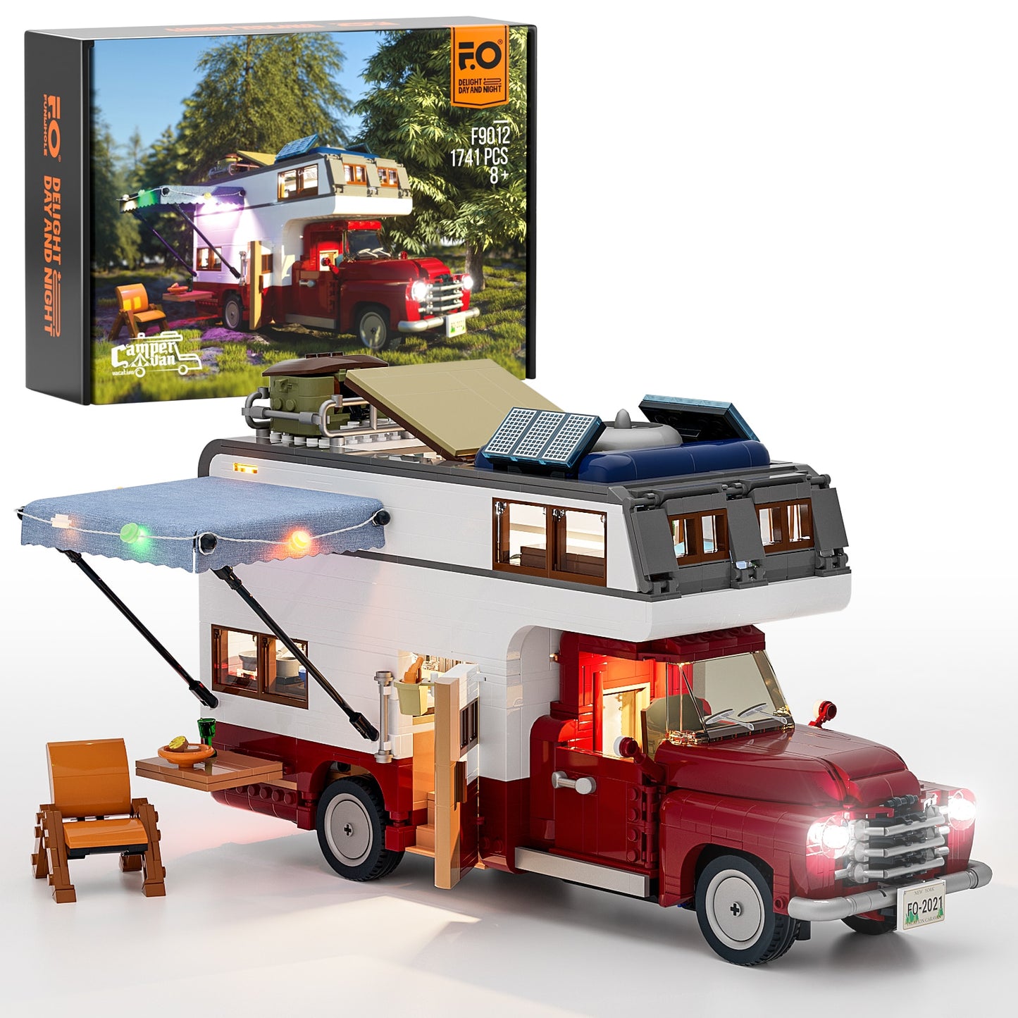 FUNWHOLE Lighting Building Bricks Set - Camper Van Vehicles Construction Blocks Model 1471 Pieces - atozdepot23