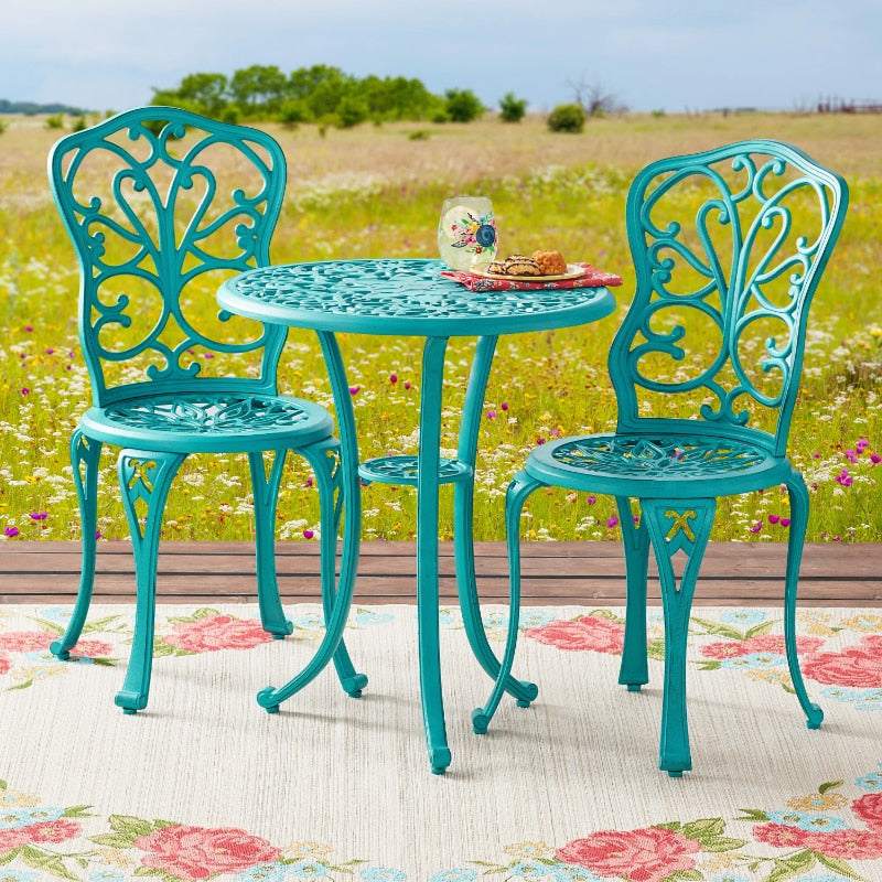 The Pioneer Woman Goldie 3-Piece Cast Aluminum Garden Bistro Set - atozdepot23