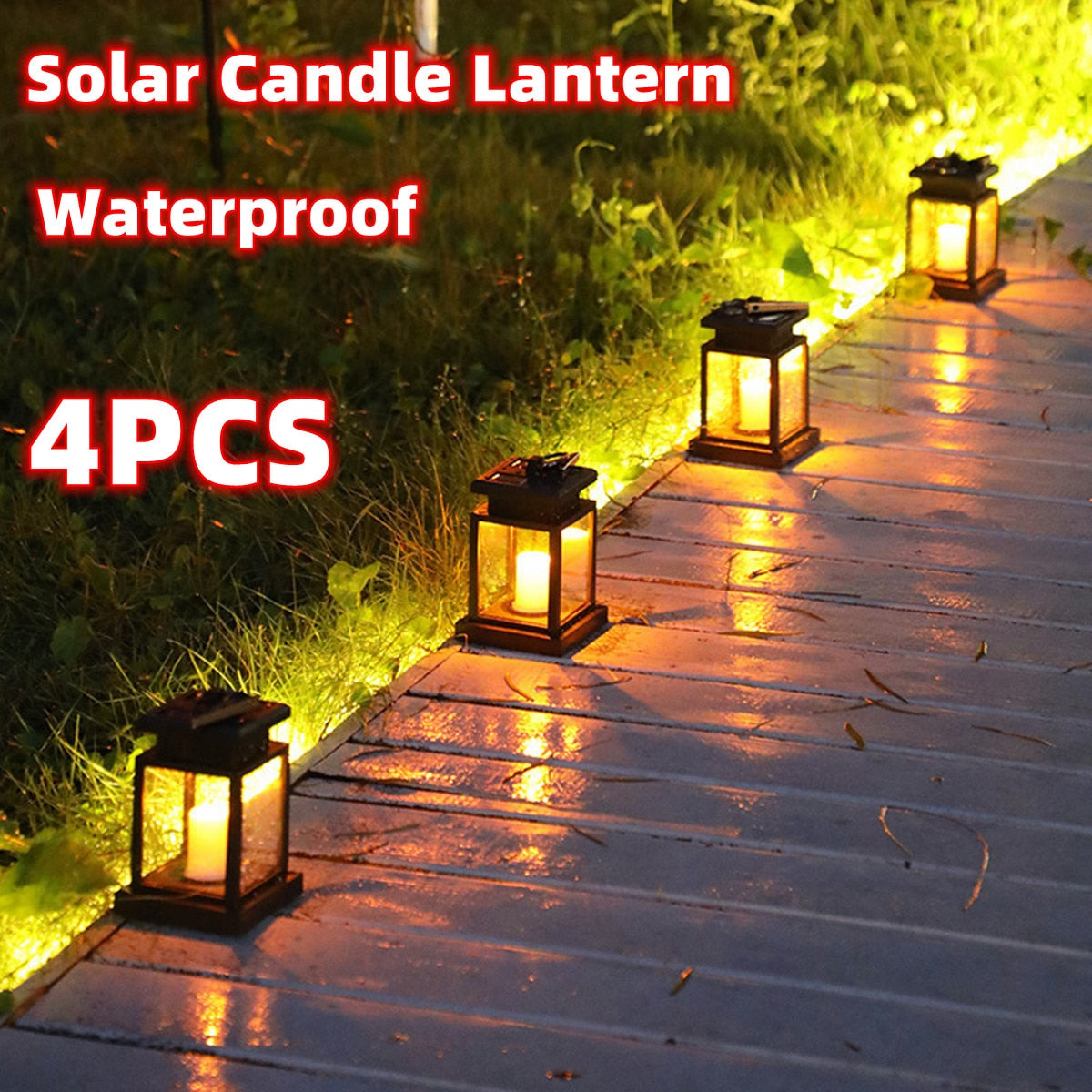 Lantern Garden Lamp Solar LED Candle Light Floor