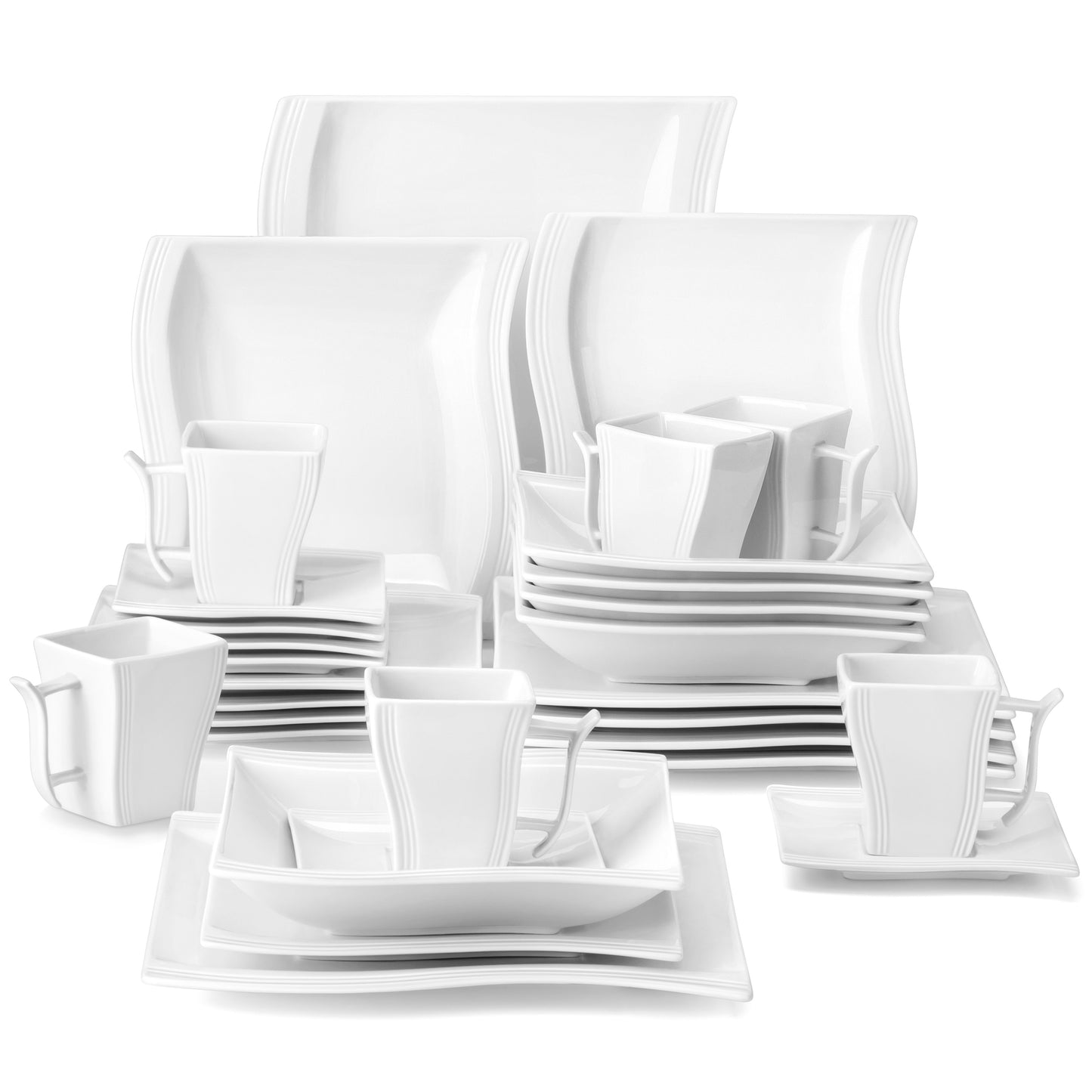 MALACASA FLORA 30/60 Piece White Porcelain Dinner Set - atozdepot23