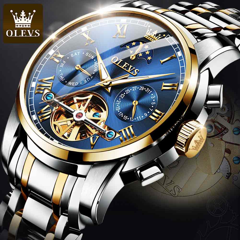 Men's OLEVS Automatic Stainless Moon phase - atozdepot23