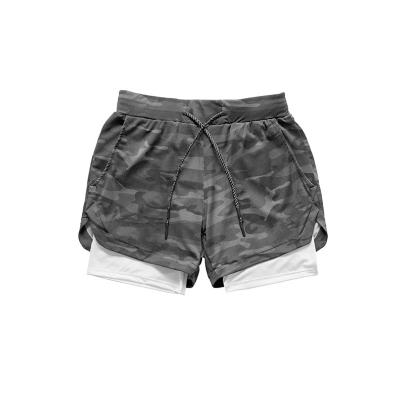 Men's Camo Running Shorts 2 In 1 Double-deck Quick Dry Shorts - atozdepot23