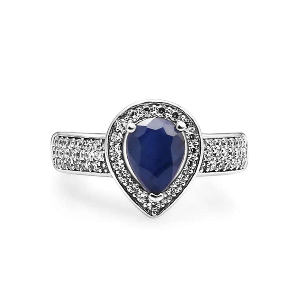 Women's GEM'S BALLET Natural Blue Sapphire Vintage Jewelry Sets 925 Sterling Silver Gemstone Earrings Ring Set