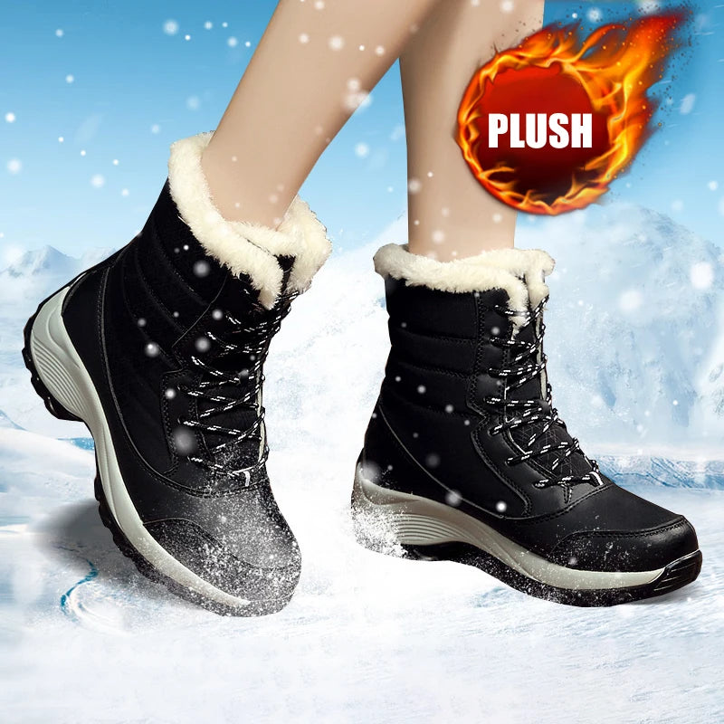 Women Winter Outdoor Warm Snow Boots Chunky Platform Waterproof Non-slip Warm Shoes Woman Boots Plus Size Casual