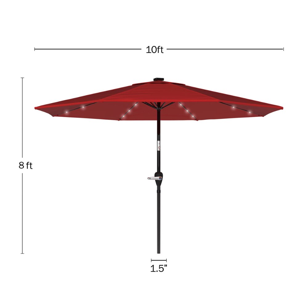 75% Polyester,10 Foot Patio Umbrella with Solar LED Light， - atozdepot23