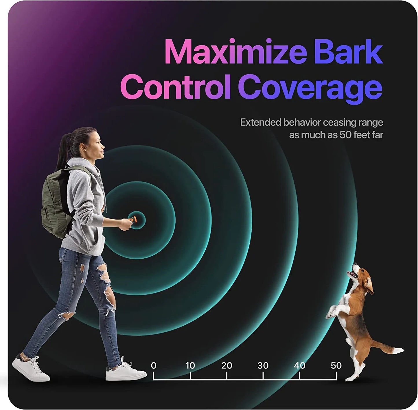 Pet Dog Repeller Ultrasonic Dog Training Device Rechargeable Anti Dog Bark Deterrent Device With LED Flashlight