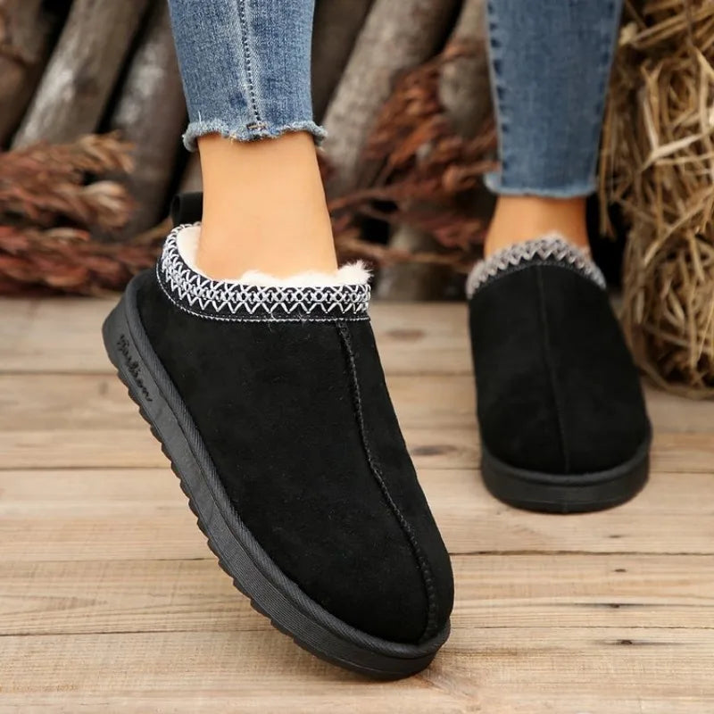 Women Chelsea Ankle Snow Boots Winter 2023 New Brand Fur Short Plush Warm Flats Slippers Platform Shoes
