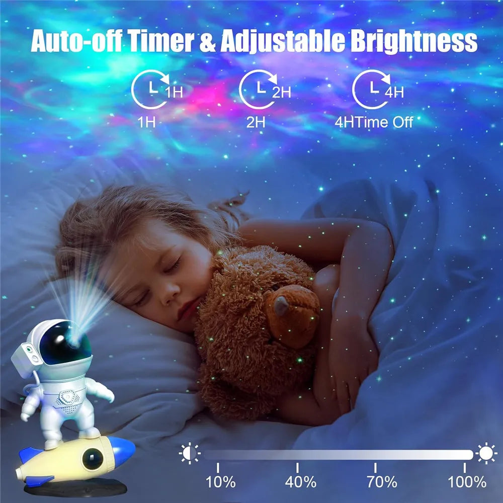 Kids Rocket Astronaut Projector Galaxy Starry Projector Sky Night Light 360° Adjustable Rotating Starry Lamp Home For Kids Gifts