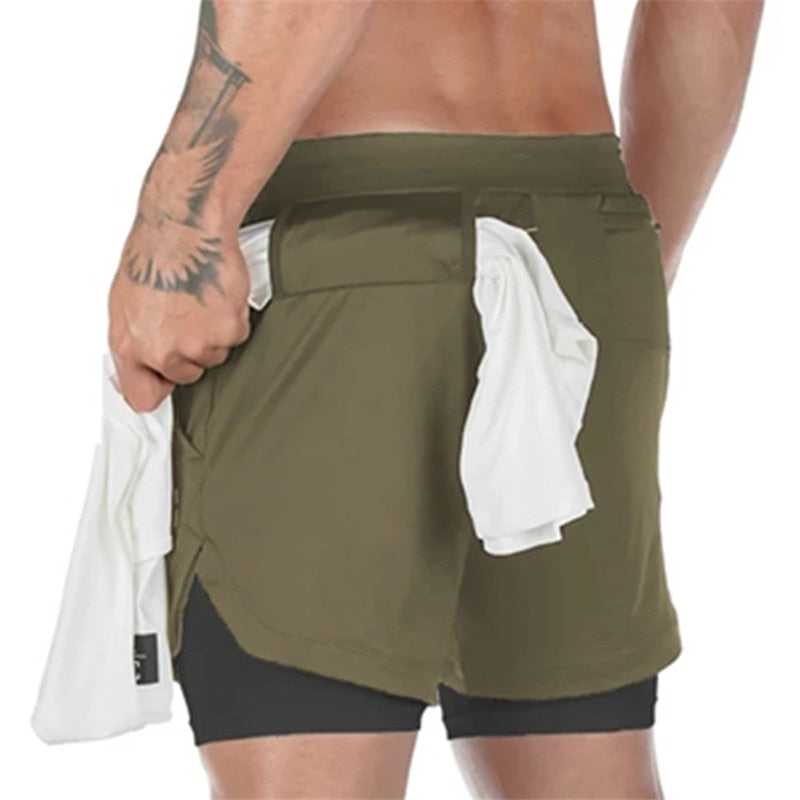 Men's Camo Running Shorts 2 In 1 Double-deck Quick Dry Shorts - atozdepot23