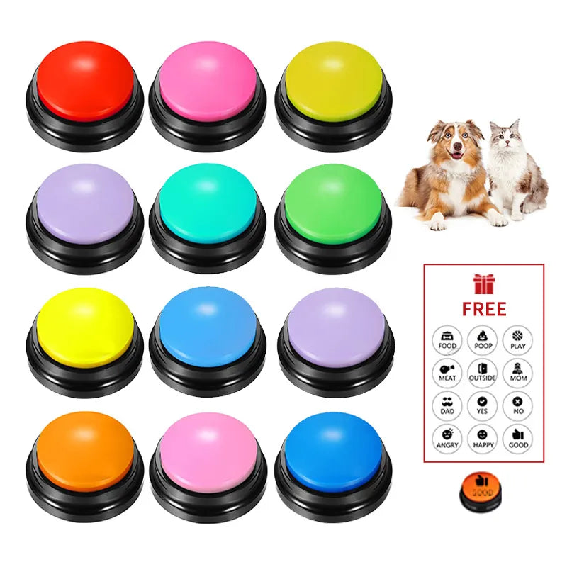 Voice Recording Button Pet Toys Dog Buttons for Communication Pet Training Buzzer Recordable Talking Button Intelligence Toy