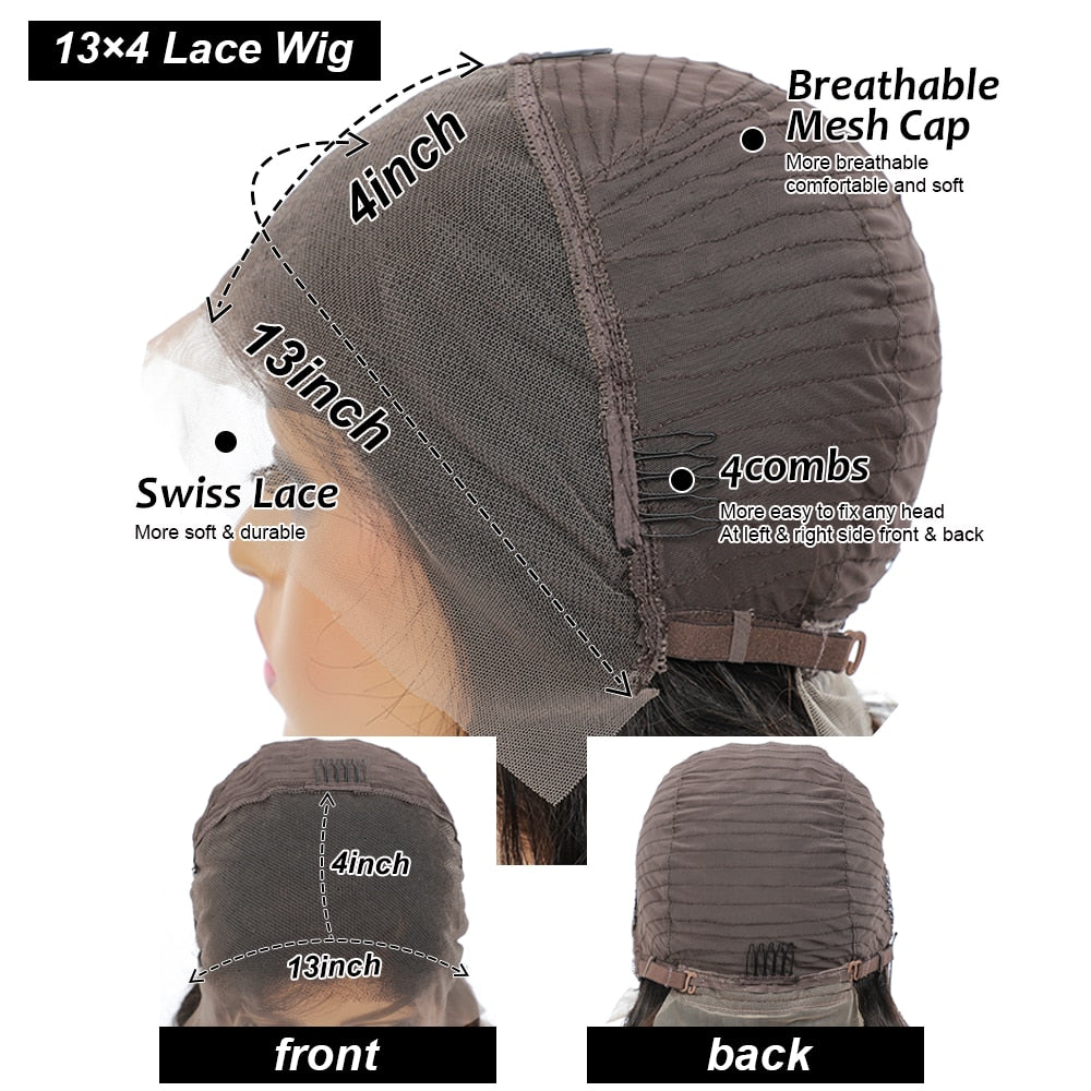 Short Bob Lace Frontal Wig Human Hair 13x4 Deep Wave Front Wigs - atozdepot23