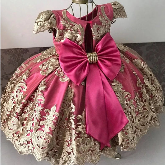 Elegant Girls Retro Court Dress Kids Dresses For Girls Clothes Children Costume Embroidery Princess Party Dress Girl Flower Gown