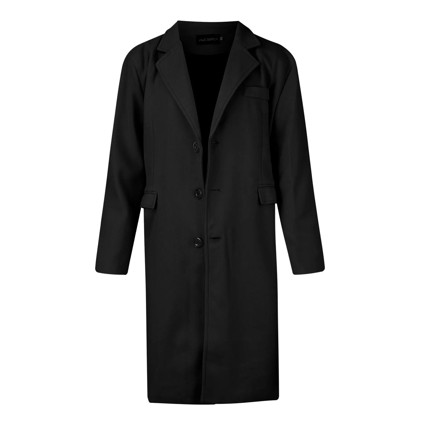 Mens coats Long Trench Coat woolen Solid Color Mid-Length Windproof