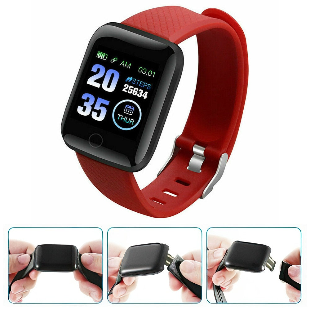 Unisex 116 Plus Smart Watch Heart Rate Blood Pressure Fitness Tracker Waterproof - atozdepot23
