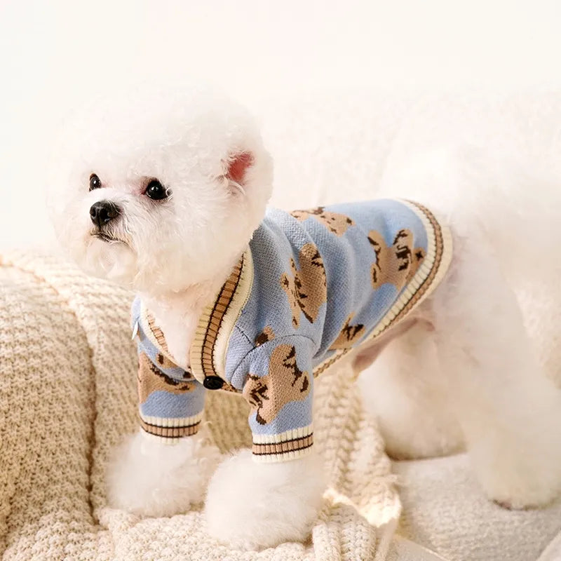 Luxury Dog Clothes Chihuahua Pet Striped Cardigan Sweater Bichon Frise Puppy Kitten Dog Warm Coat Cat Dog Accessories Pet Outfit