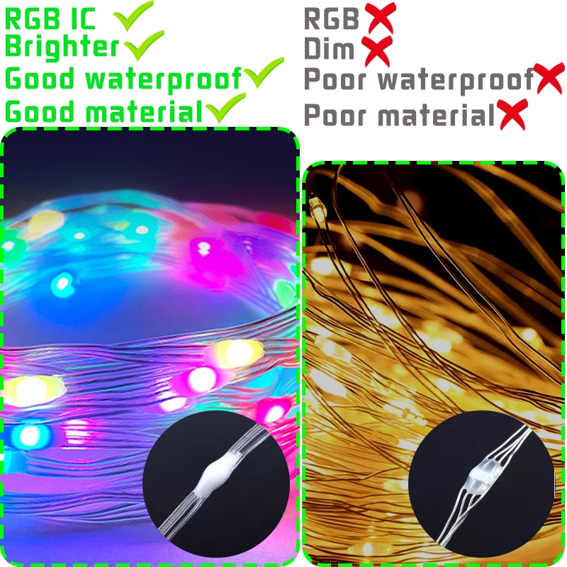 LED Smart Garland RGBIC String Lights App USB Strip Light Outdoor Waterproof Fairy Lights Wedding Ramadan 2023 Decoration
