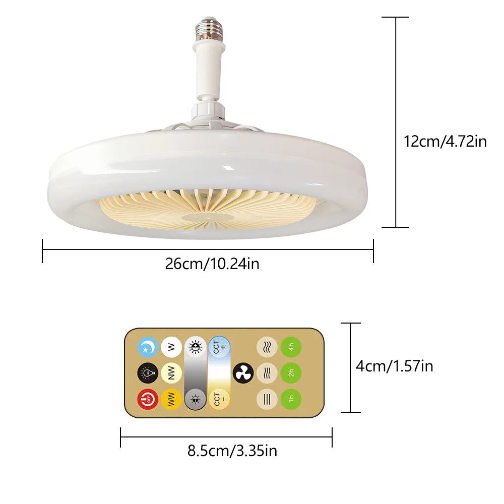E27 LED Ceiling Fan Lamp 3-Gear Speed Cooling Fan Remote Control Fan Light Dimmable Ceiling Light Electric Fan Ventilator Lamp
