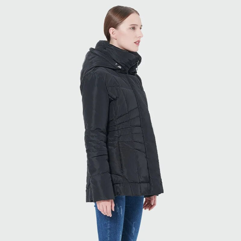 Orolay Women's Warm Stand Collar Winter Down Coat Hooded Puffer Jacket With Pockets