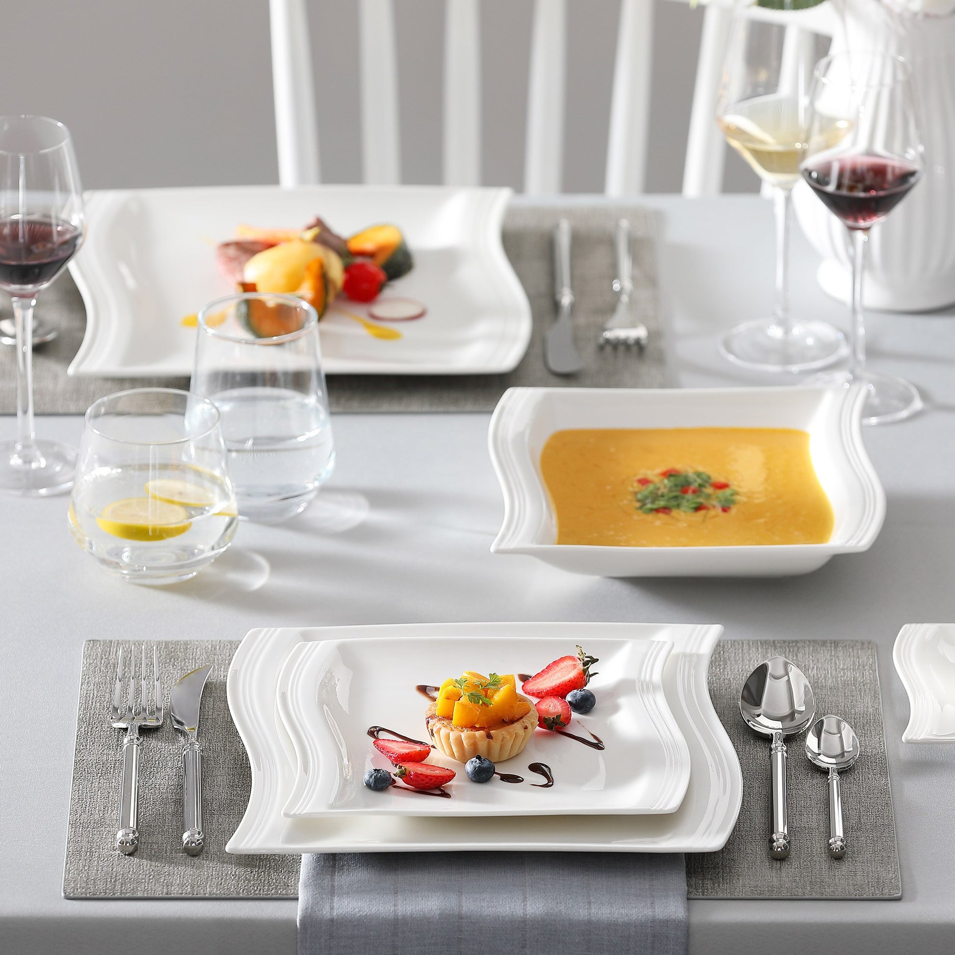 MALACASA FLORA 30/60 Piece White Porcelain Dinner Set - atozdepot23