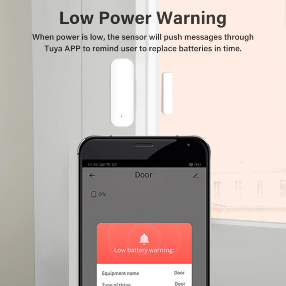 Aubess Tuya Door Sensor Smart WiFi Zigbee Window Sensor Alarm Detector Magnetic Sensor Work With Alexa Google Home - atozdepot23