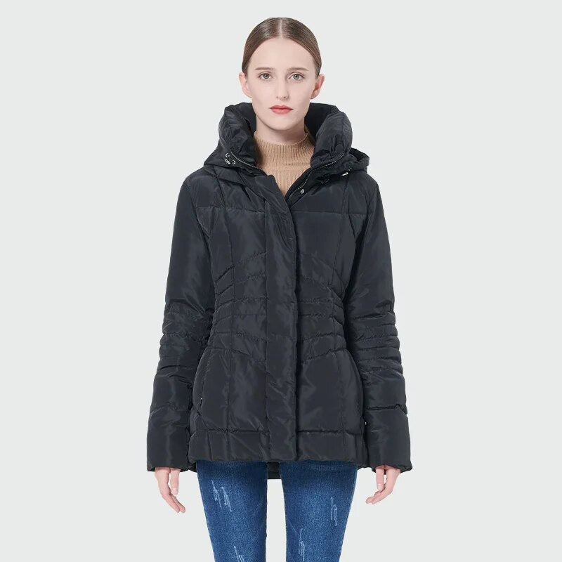 Orolay Women's Warm Stand Collar Winter Down Coat Hooded Puffer Jacket With Pockets