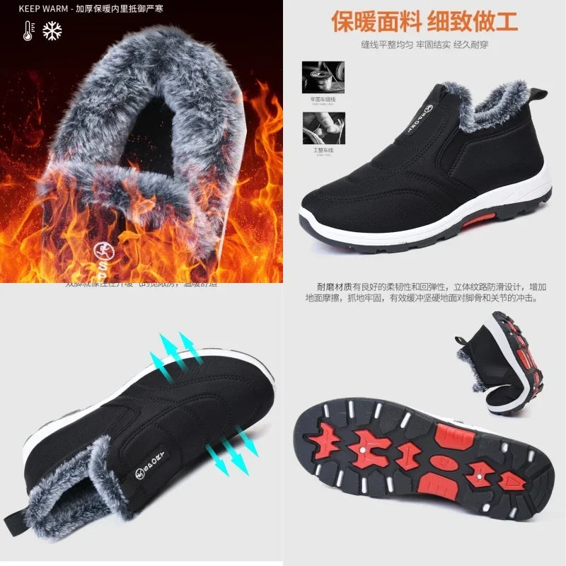 Men's Shoes Non-Slip Cotton Ankle Boots Hiking Warm Walking Shoes