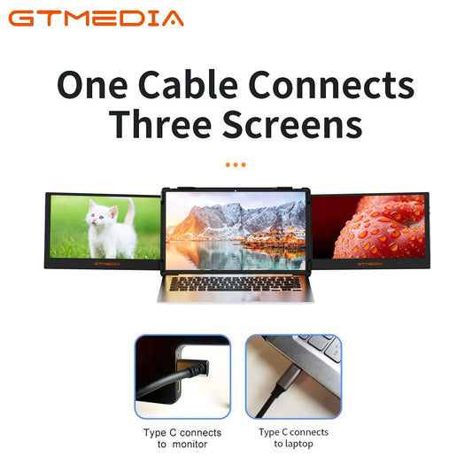 GTMedia mate X 17.3 inch FHD 1920*1080 IPS HD screen Two Type-C ports Support multiple OSD languages and smartphones/computers