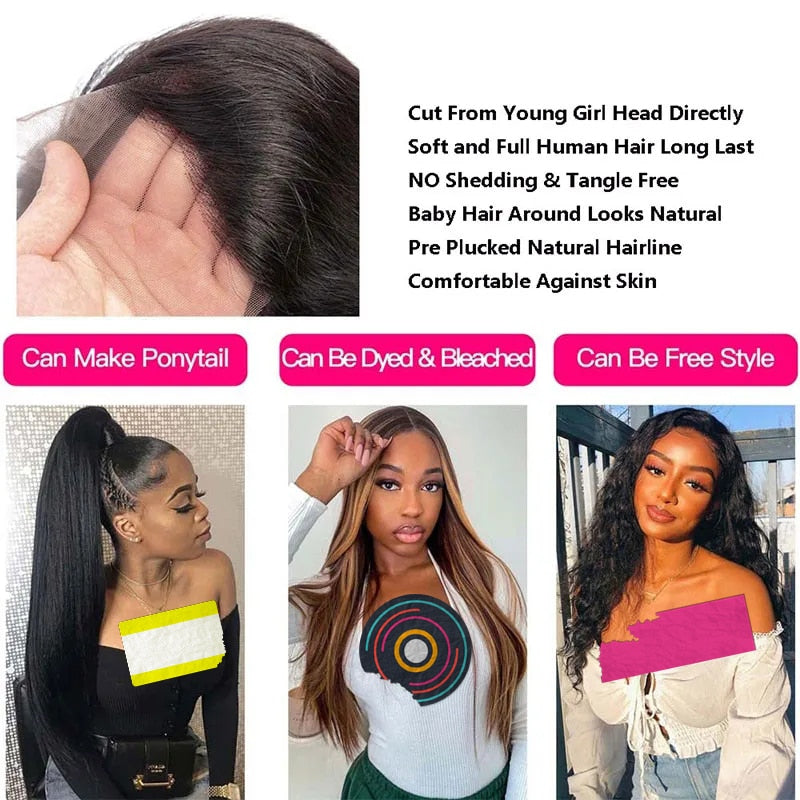 Straight Lace Front Wig Glueless Human Hair - atozdepot23