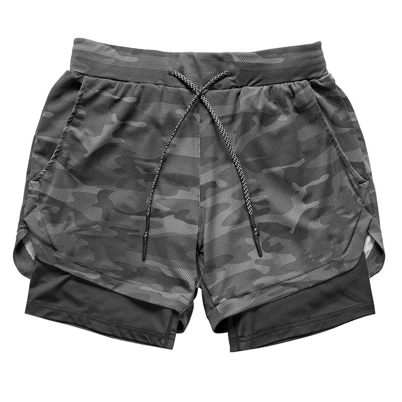 Men's Camo Running Shorts 2 In 1 Double-deck Quick Dry Shorts - atozdepot23