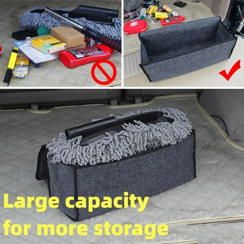 Large Anti Slip Compartment Boot Storage Organizer Tool Car Storage Bag Car Trunk Organizer Soft Felt Storage Box Accessories
