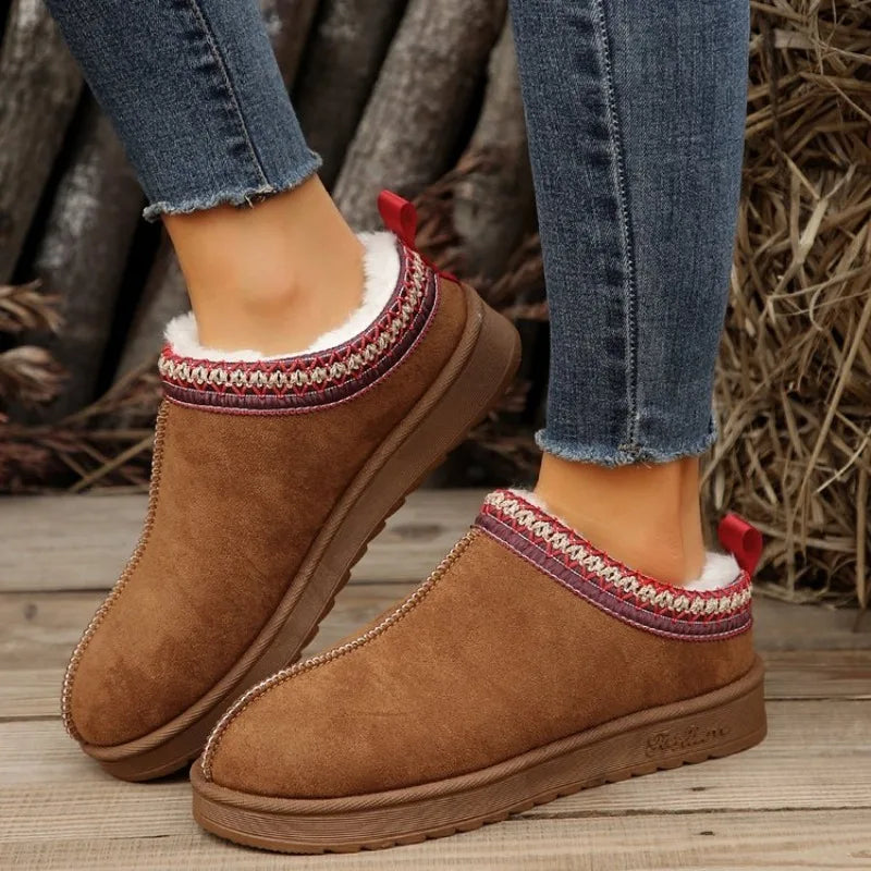 Women Chelsea Ankle Snow Boots Winter 2023 New Brand Fur Short Plush Warm Flats Slippers Platform Shoes