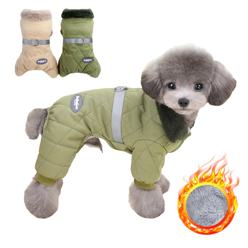 Fur Collar Dog Overalls with D Ring Winter Dog Clothes for Small Dogs Puppy Jumpsuit Chihuahua Jacket Poodle Costumes Pet Coats