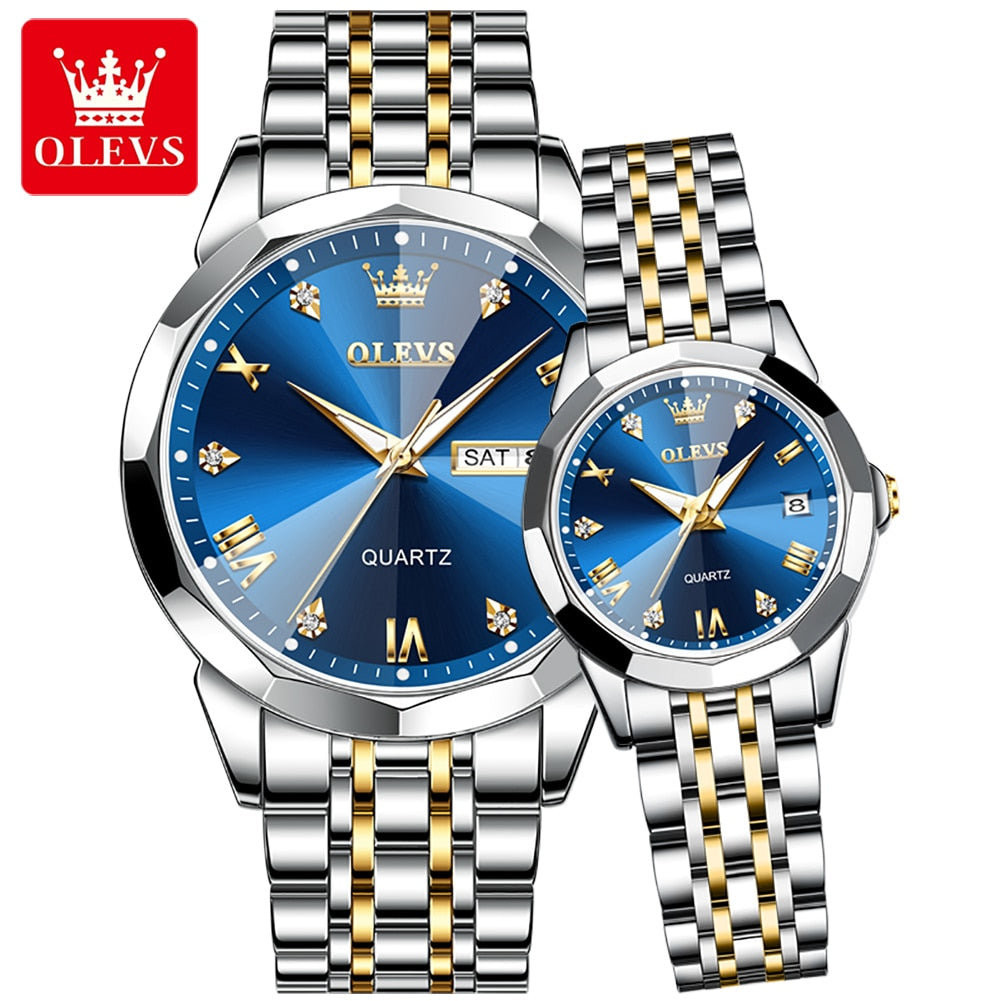 OLEVS Couple Watch Set Quartz Stainless Steel - atozdepot23